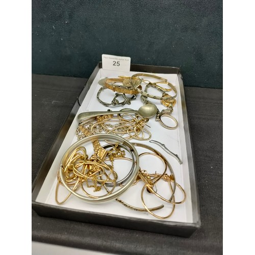 25 - Lot of jewellery includes rolled gold bangle . Af.