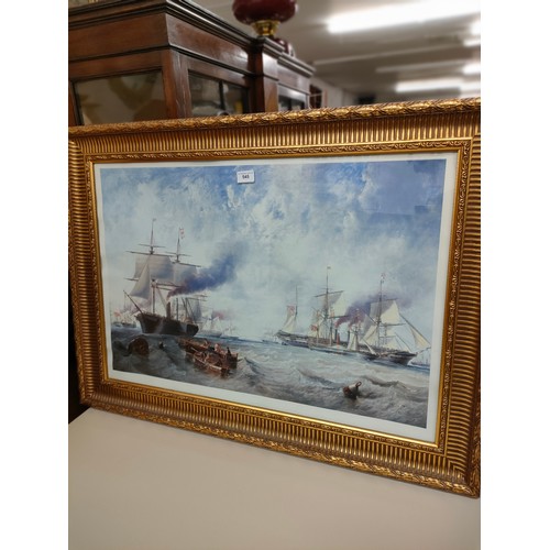 545 - Large Nautical Ship scene picture.