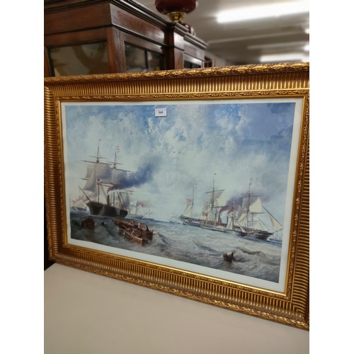 545 - Large Nautical Ship scene picture.