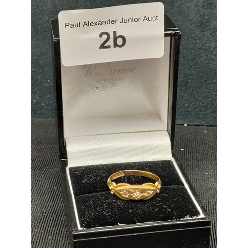 2b - 18ct gold 3 stone art deco style ring .