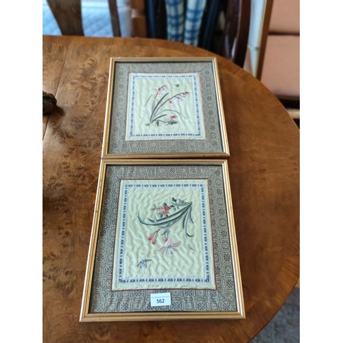 562 - Pair of Oriental Silks framed .