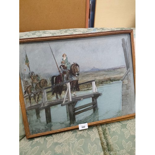 560 - Original Pastel Drawing from punch with soldier scene by Iris Josephine Browne with details to back.