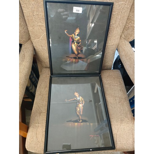 559 - Pair of Indian Scene Pictures signed by artist .