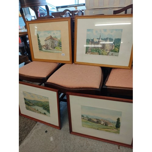 558 - Set of 4 Watercolours With Luxembourg  paintings Signed F Bardy dated 1972.