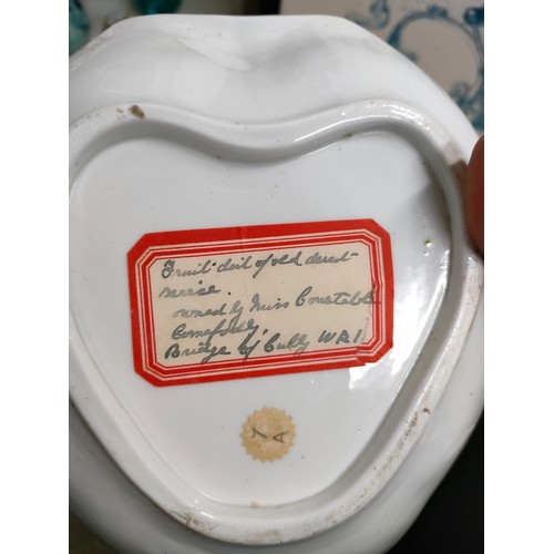 3B - Shelf of quality Victorian 1800s porcelain tazza and plate set .