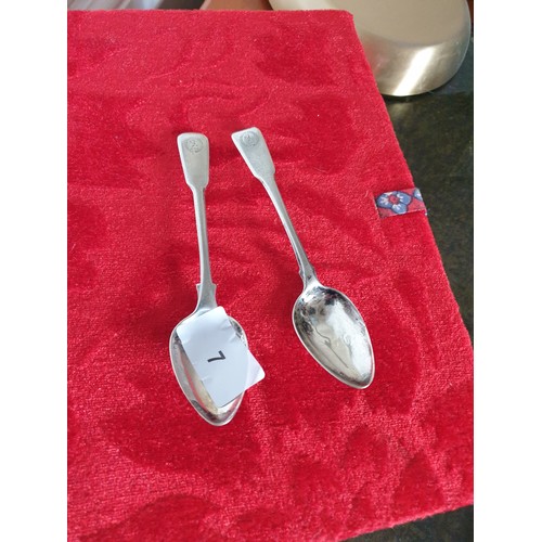 7 - 2 Georgian Silver Hallmarked Spoons