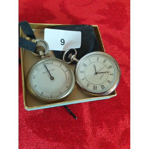 9 - Pocket Watch And Vintage Pedometer Measuring Item
