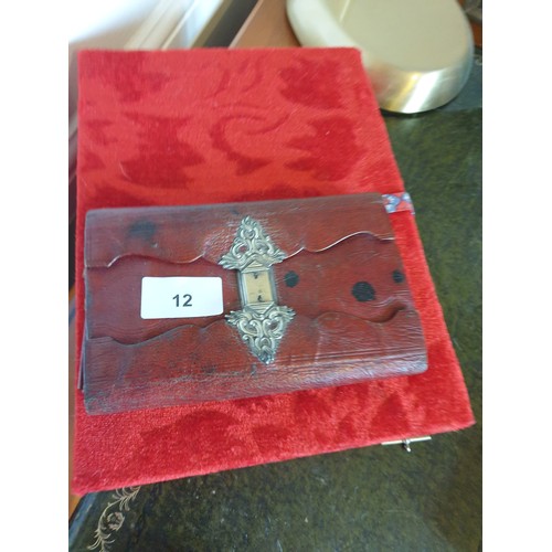 12 - Ladies Leather Purse With Art Deco Silver Decoration To Front