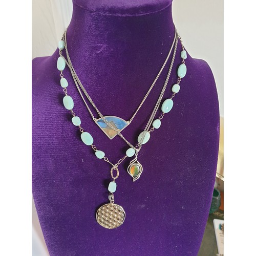 29 - 3 Assorted Silver Chains And Pendants