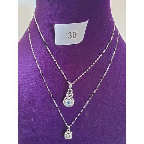 30 - 2 Silver Chains And Pendants Nice Celtic Pendant