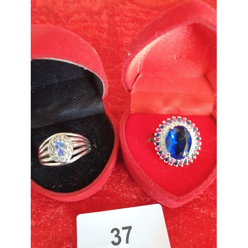 37 - 2 Beautiful Silver Ladies Cocktail Rings