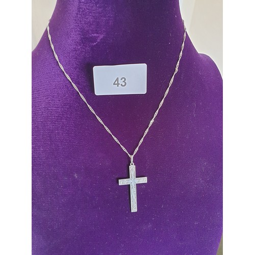 43 - Superb Silver Chain And Large Silver Cross.