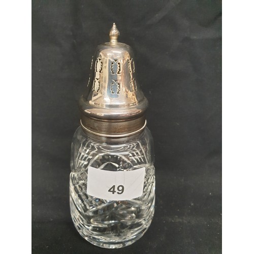 49 - Silver Hallmarked Cut Glass Sugar sifter
