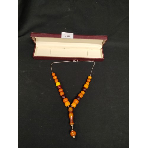 39a - beautiful example of Butter scotch amber vintage necklace.