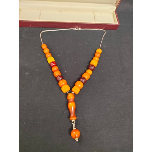 39a - beautiful example of Butter scotch amber vintage necklace.