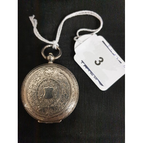 3 - Ladies Silver Hallmarked Pocket Watch Beautiful Face th Pink AND White Enamelling Gilded Border Coba... 