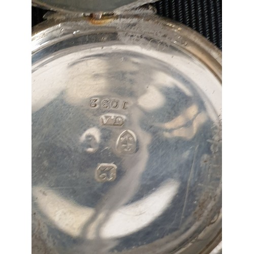 3 - Ladies Silver Hallmarked Pocket Watch Beautiful Face th Pink AND White Enamelling Gilded Border Coba... 