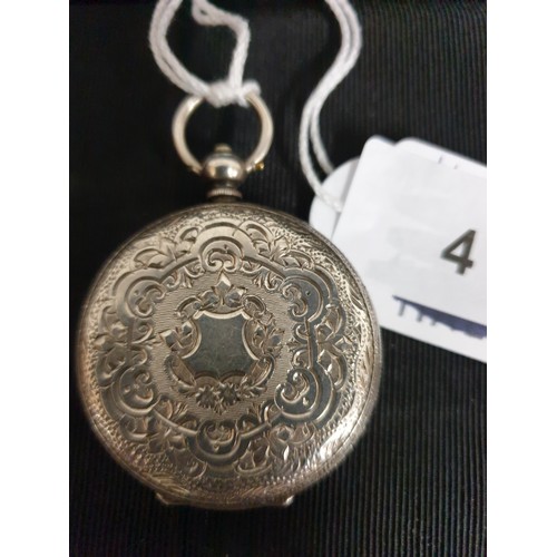 4 - Beautiful Ladies Silver Hallmarked Pocket Watch Lovely Enamel Dial With Centre Floral Display  Dated... 