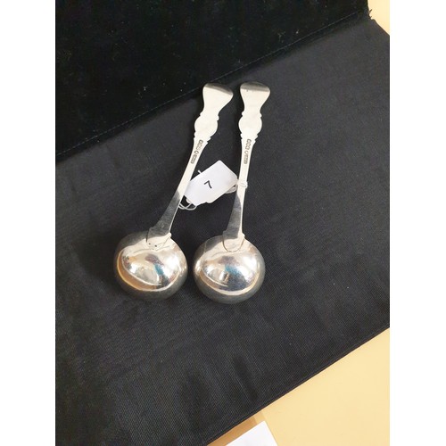 7 - Stunning Pair Of Early Victorian Glasgow Silver Hallmarked Ladles Makers JM Jnr 98g