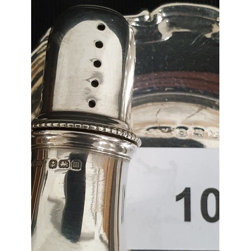 10 - Silver Hallmarked Card Tray And Silver Hallmarked Pepperette