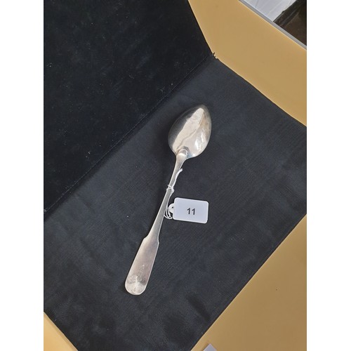 11 - Large Silver Hallmarked Georgian Edinburgh Serving Spoon Length 23.5 cms Weight 58g Makers Mark AR