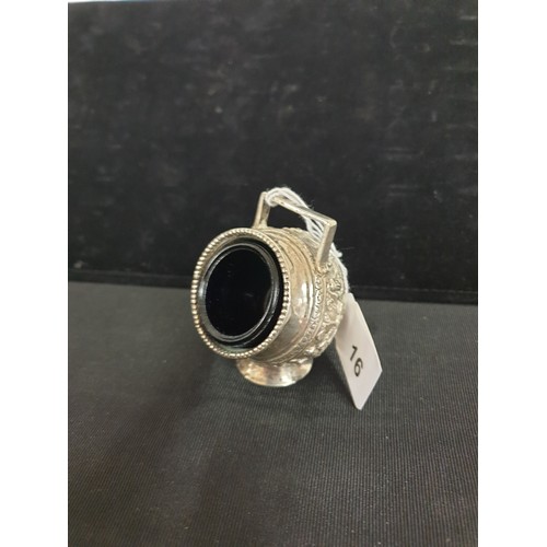 16 - Unusual Continental Silver  Salt With Glass Liner