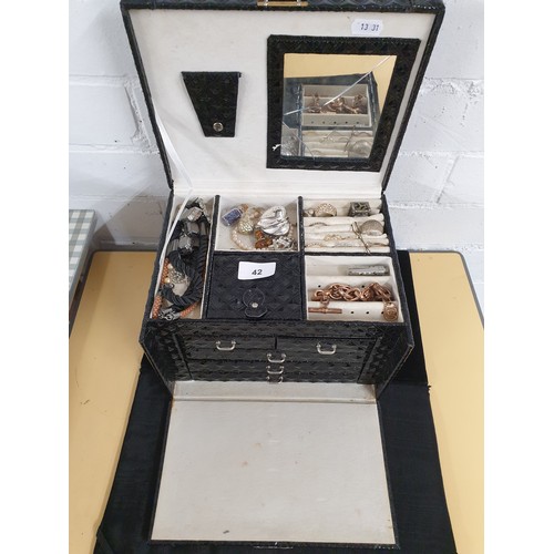 42 - Large Multi Drawer Ladies Jewellery Box Full Of Costume Jewelley