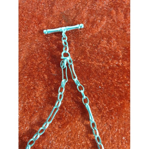 25 - Beautiful Double Albert Watch Chain With T Bar And Watch Clip Unusual Chain Links