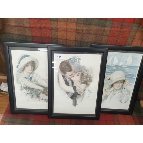 160 - 3 Cosmopolitan Vintage Posters Roses, A Fair Breeze And The First Kiss All Framed