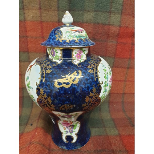 163 - Beautifully Hand Decorated Panel Painted Urn Vase With Cover Stunning Hand Painted Panels