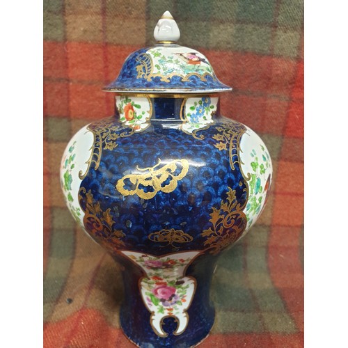 163 - Beautifully Hand Decorated Panel Painted Urn Vase With Cover Stunning Hand Painted Panels
