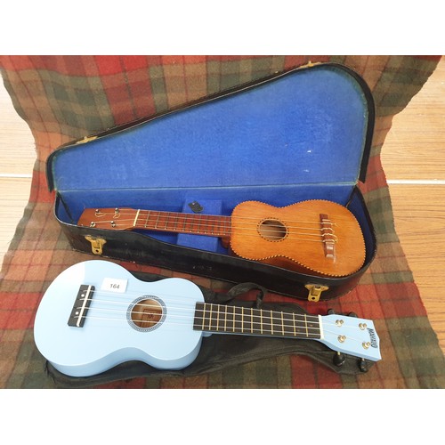 164 - 2 Ukelele 1 Vintage In original Case And 1 Modern