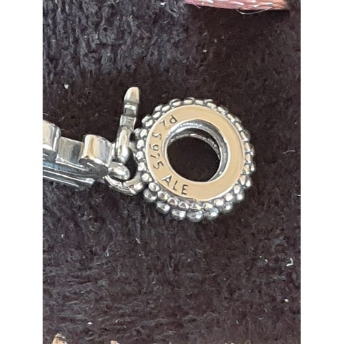 59 - Silver Pandora 16 Charm And Silver Floral Bracelet