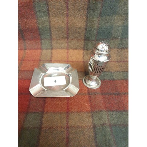 4 - Silver Hallmarked Tray And Silver Hallmarked Pepperette Weight 65 g