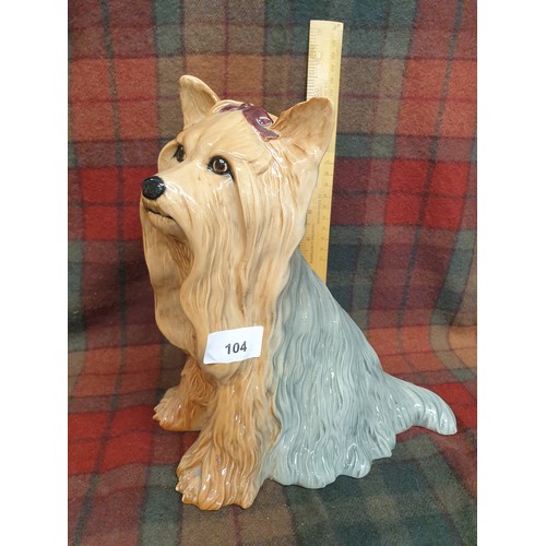 104 - Large Beswick Fireside Model Of Yorkie Dog Stands 10 Iiches Tall