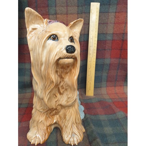 104 - Large Beswick Fireside Model Of Yorkie Dog Stands 10 Iiches Tall