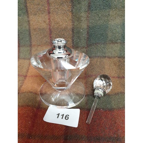 116 - Ladies Beautiful Art Deco Style Perfume Bottle With Stopper