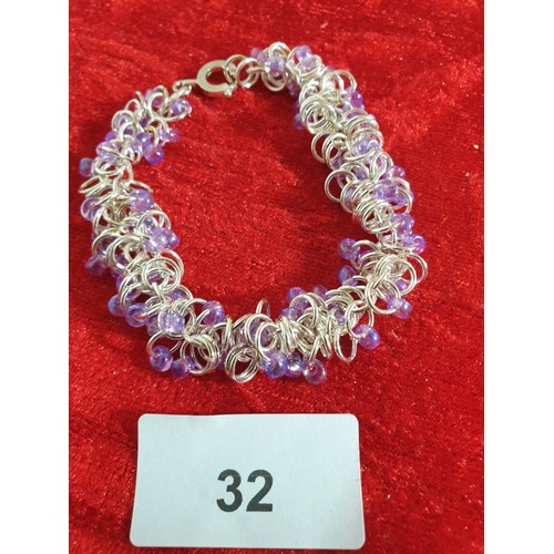 32 - Silver And Amethyst Bracelet