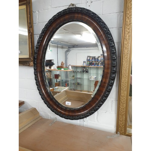 229 - Large Oval Framed Victorian Bevel Edge Mirror