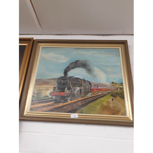 235 - Oil On Board Painting Steam Train By A W Easson