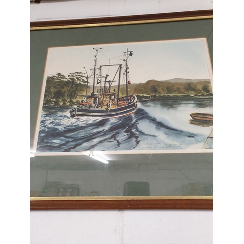 237 - Beautiful Water Colour Fishing Boat Crinan Days By RS Pick