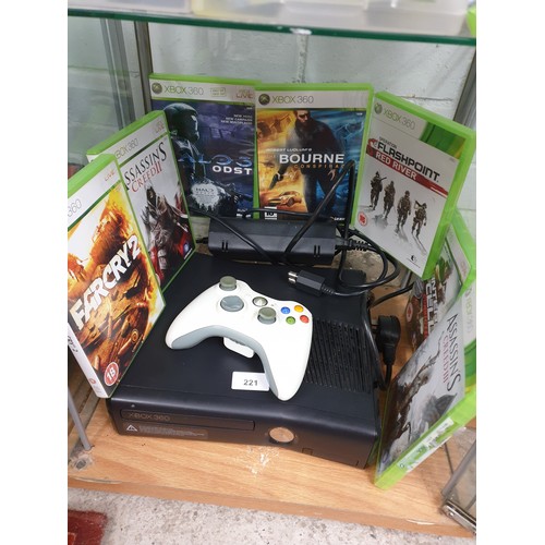 221 - x Box 360 With Games Leads And Hand Controller