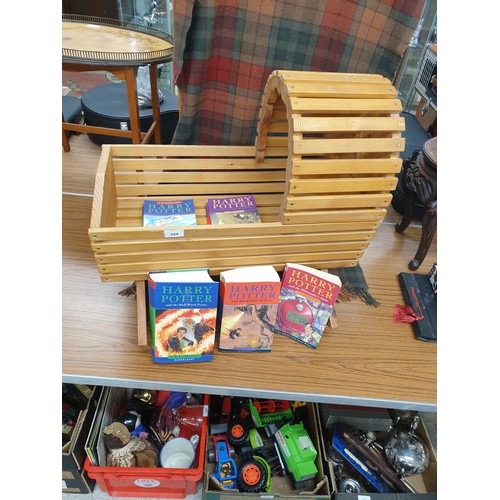 354 - Dolls Hand Made Crib With Harry Potter Books