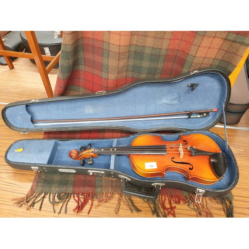 356 - Vintage Violin And Bow In Fitted Case