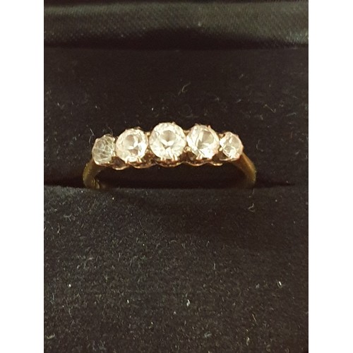 42 - 18ct Gold 5 Stone Ring 4 Testing As Diamonds 5th Possibly White Sapphire