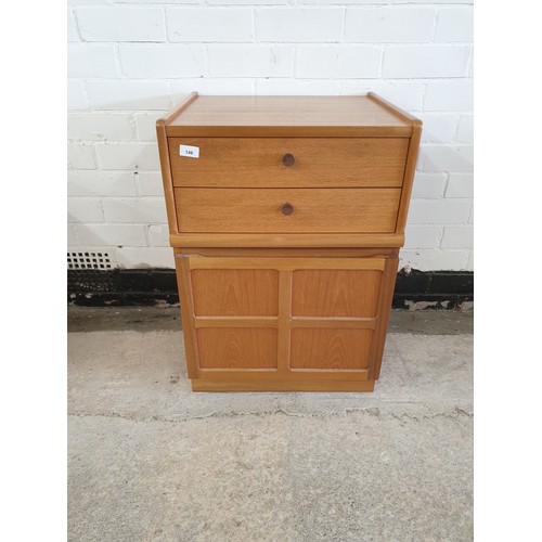 146 - 1970s Retro 2 Drawer 1 Door Cabinet.