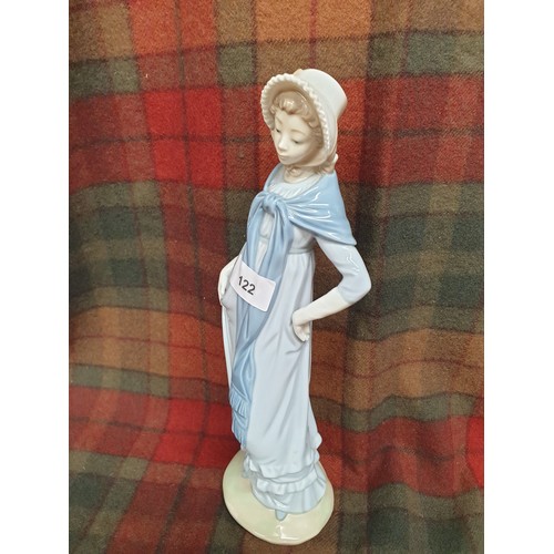 122 - Large Nao By Lladro Lady In Victorian Clothing Stands 33 cms