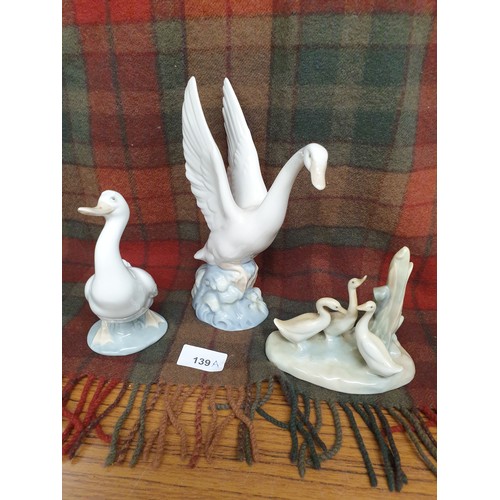 139a - 3 Nao Figures Ducks To Include Large Duck Figure Wings Up