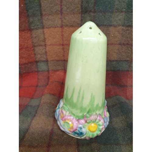 100a - Beautiful Clarice Cliff  Bizzare My Garden Sugar Sifter Stands 15cms Tall