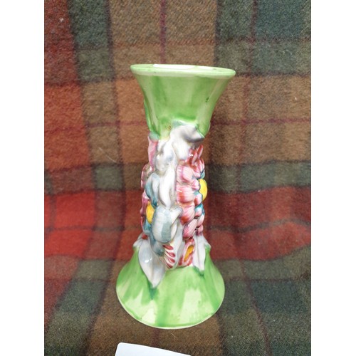 100b - Beautiful Clarice Cliff Bizzarre My Garden Candlestick Signed